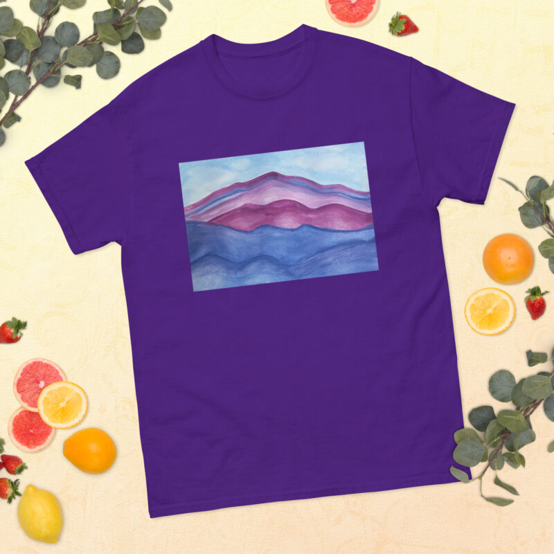Unisex classic tee T-shirt Purple Mountains Majesty Mt Tamalpais Watercolor
