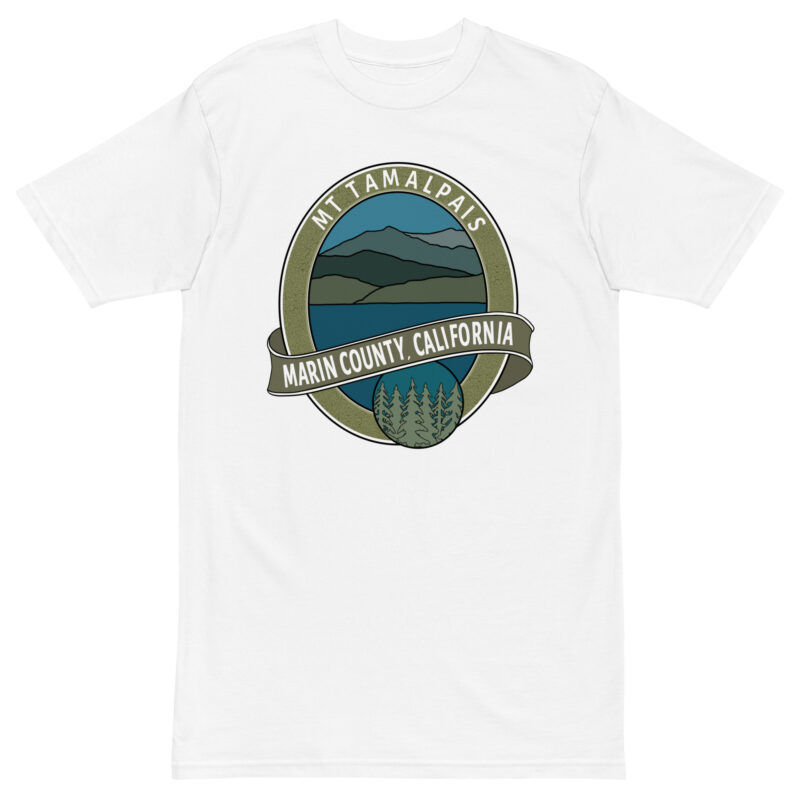 Menās premium heavyweight tee Oval Mt Tamalpais Marin County California Collector's Design T-shirt - select color