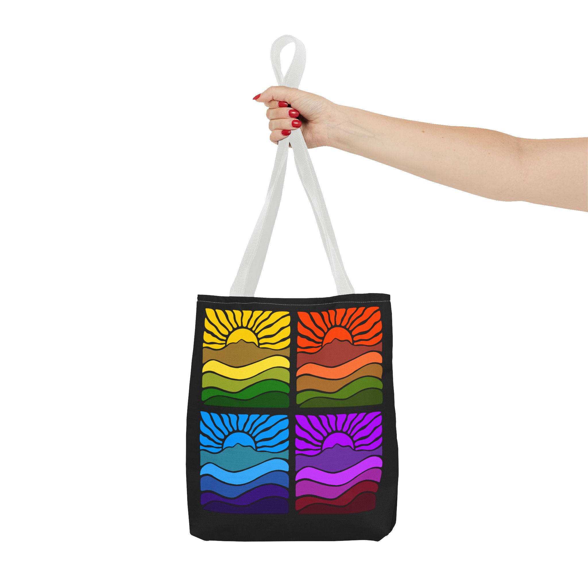 Groovy Retro Mt Tamalpais Sun Landscape Design - Tote Bag | Beach & Travel Essential - Image 12