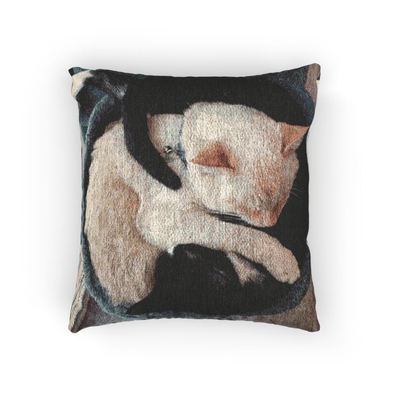 Cozy Cuddly Cat Lovers Woven Pillow - Soft Zippered Throw Cushion for Home Decor