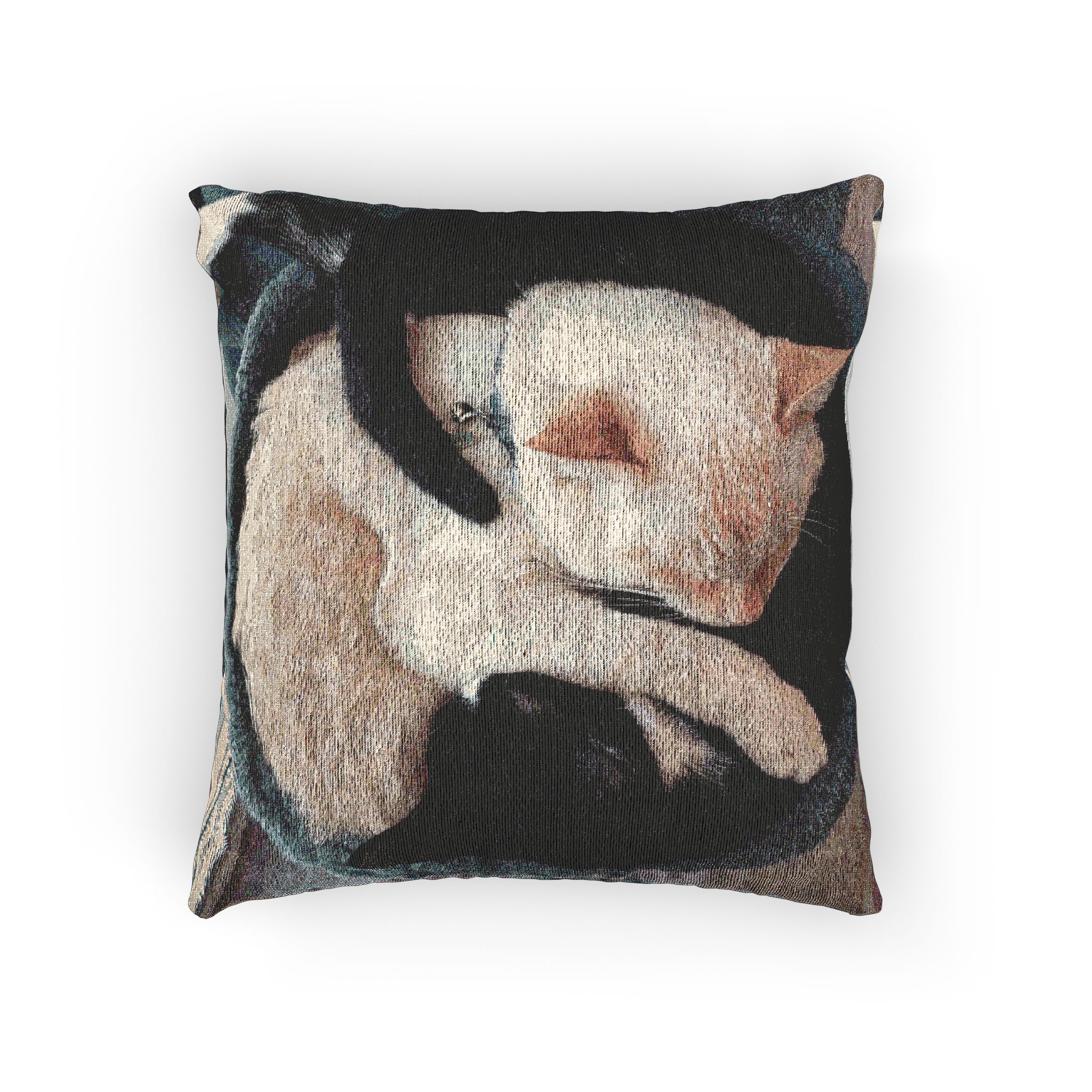 Cozy Cuddly Cat Lovers Woven Pillow - Soft Zippered Throw Cushion for Home Decor