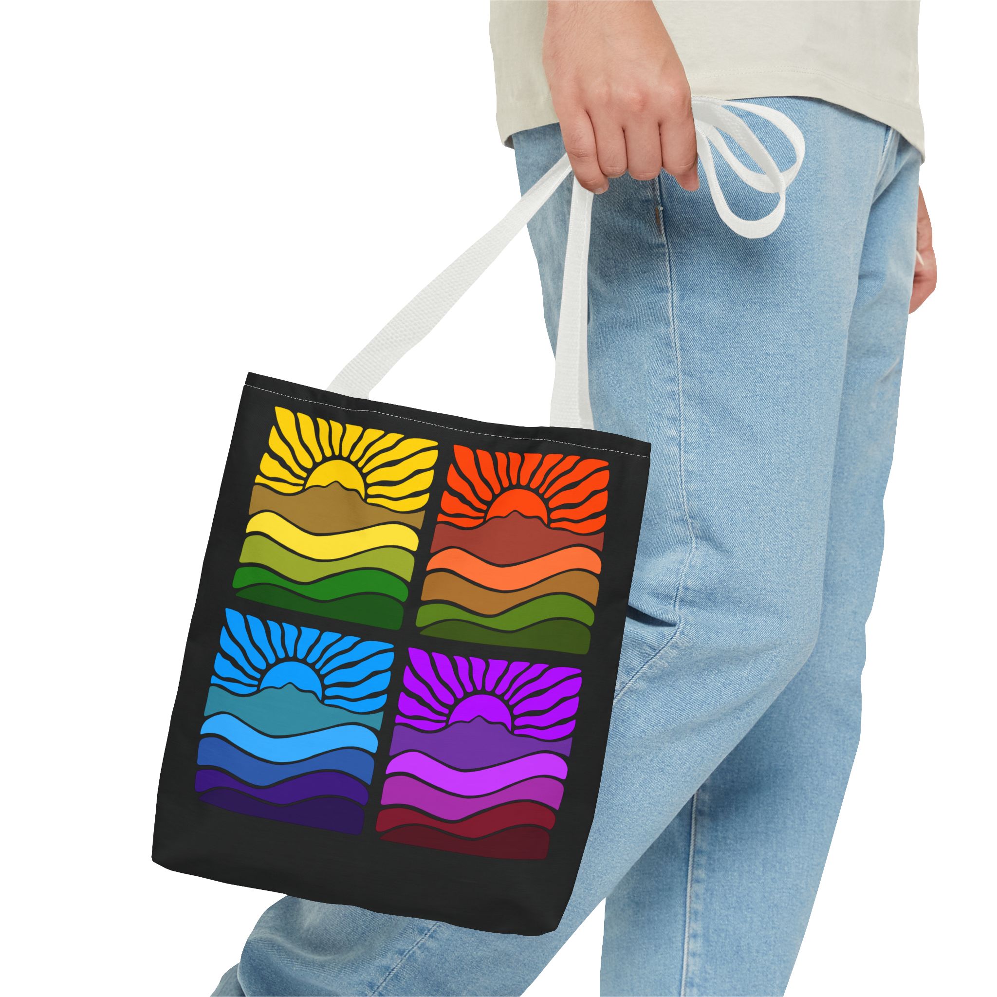 Groovy Retro Mt Tamalpais Sun Landscape Design - Tote Bag | Beach & Travel Essential - Image 11