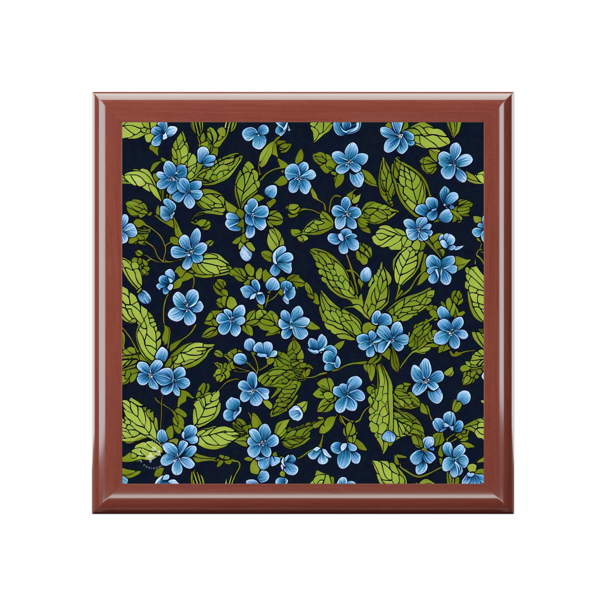 Forget-me-Not Jewelry Box with decorated glossy sublimation ceramic tile fitted lid - Image 4