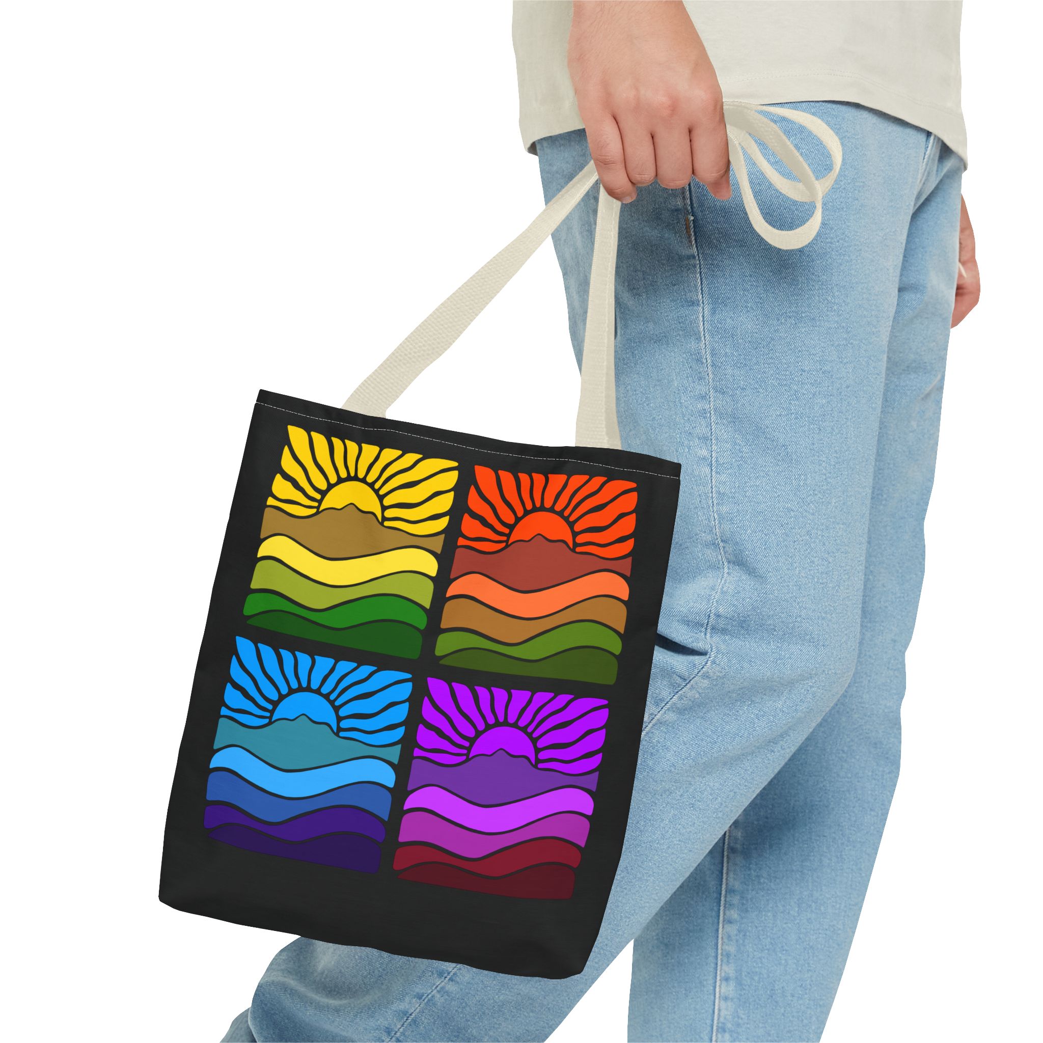 Groovy Retro Mt Tamalpais Sun Landscape Design - Tote Bag | Beach & Travel Essential - Image 15