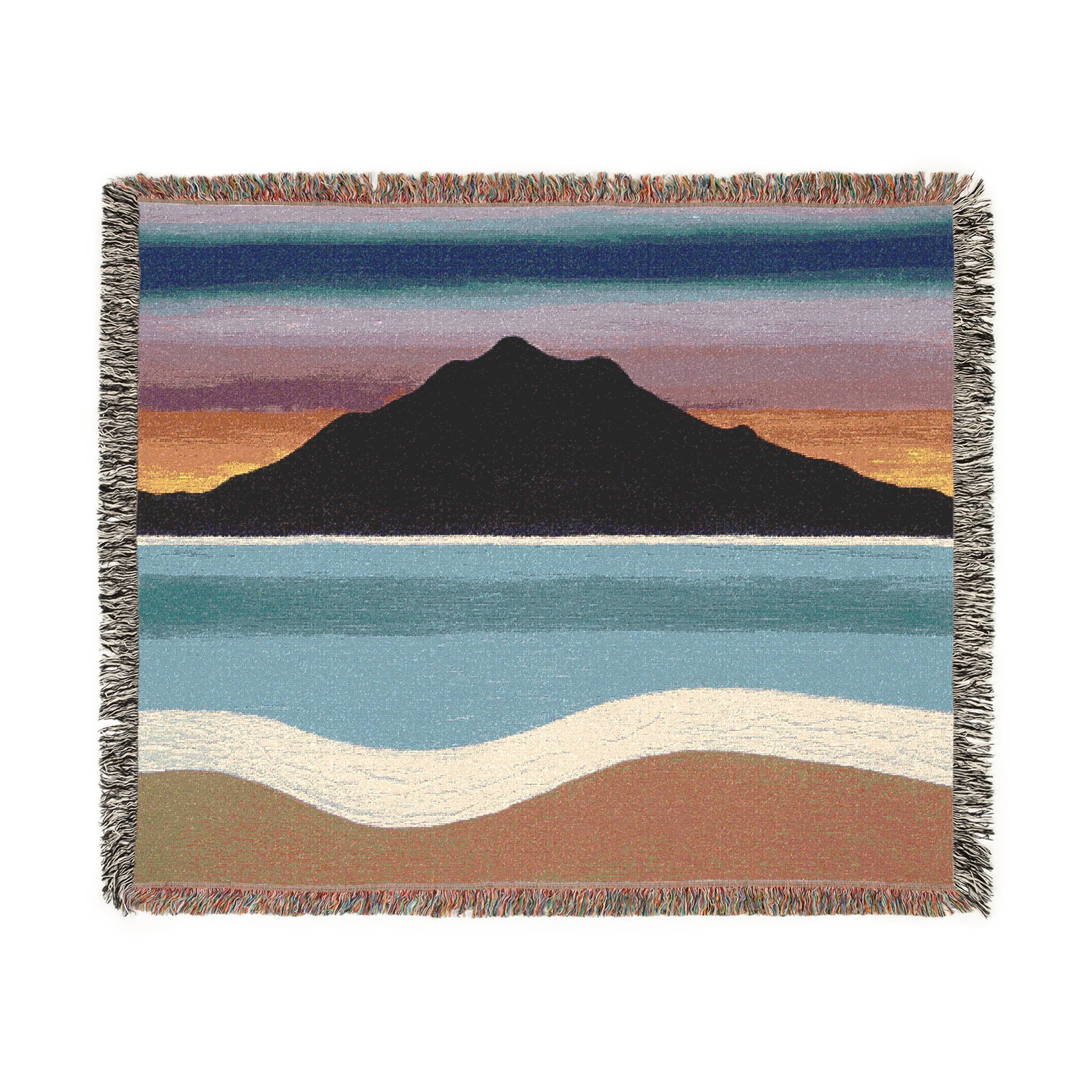 Woven Blanket The Sleeping Lady's Serene Twilight Shoreline Sunset - Mt Tamalpais (Personalizable) - Image 5