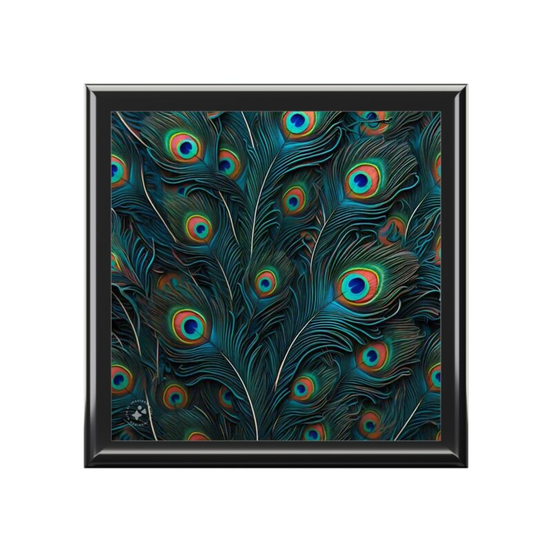 Jewelry Box Peacock Feathers Design - Made in USA