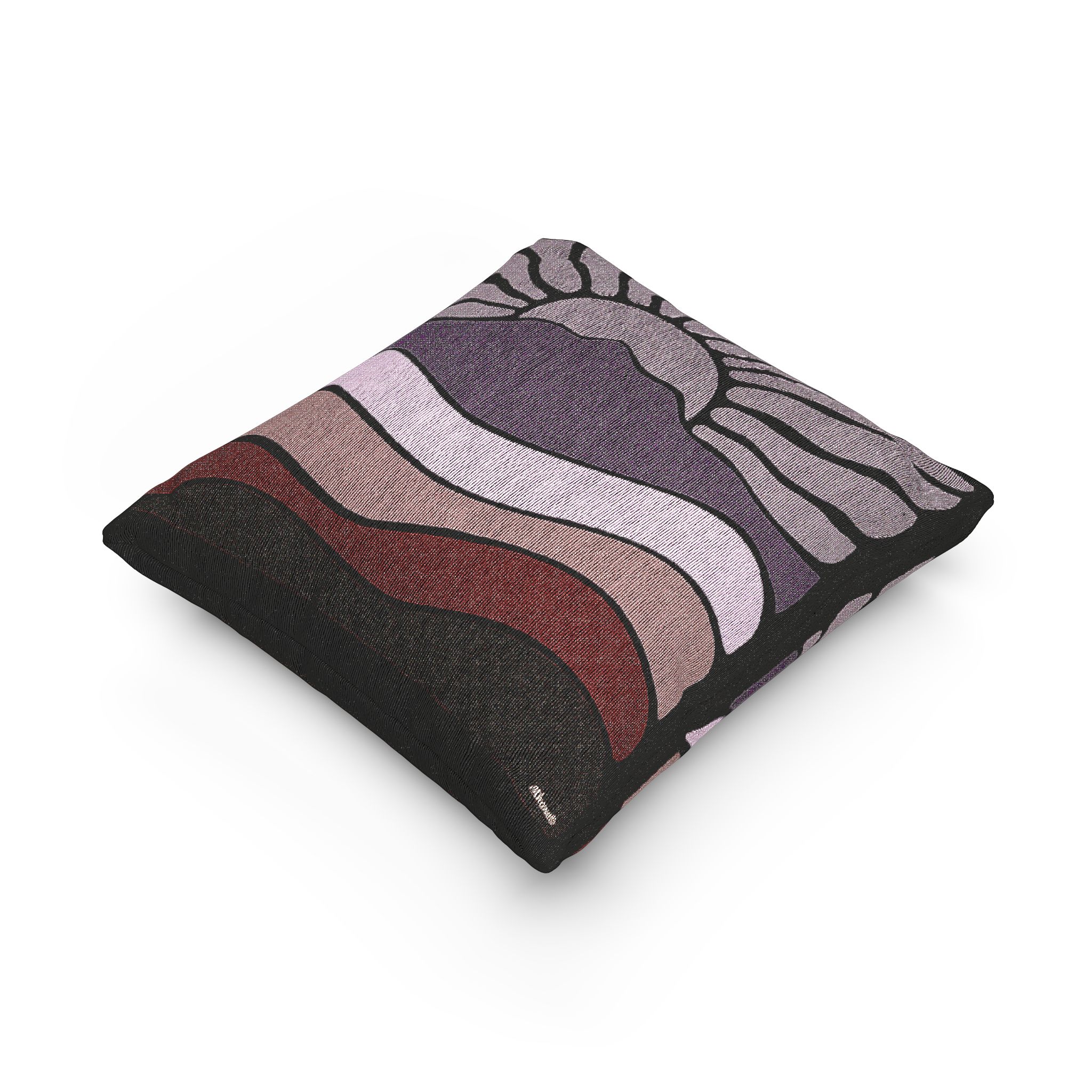 Woven - Groovy Retro Mt Tamalpais Sun Landscape Design - Pillow with Zipper - Misty Pink - Image 3