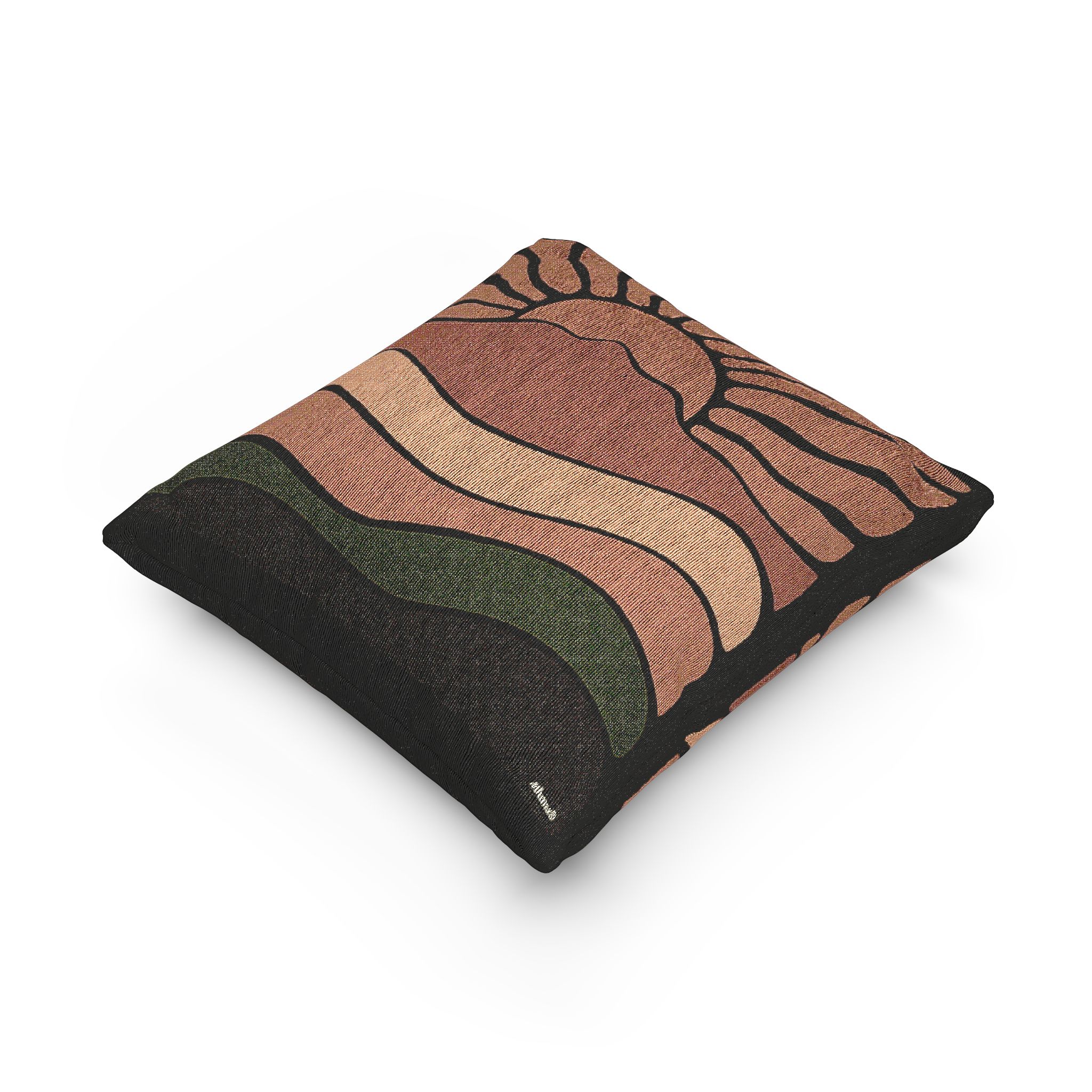 Woven Pillow - Groovy Retro Mt Tamalpais Sun Landscape Design - Sunset Orange - Image 3