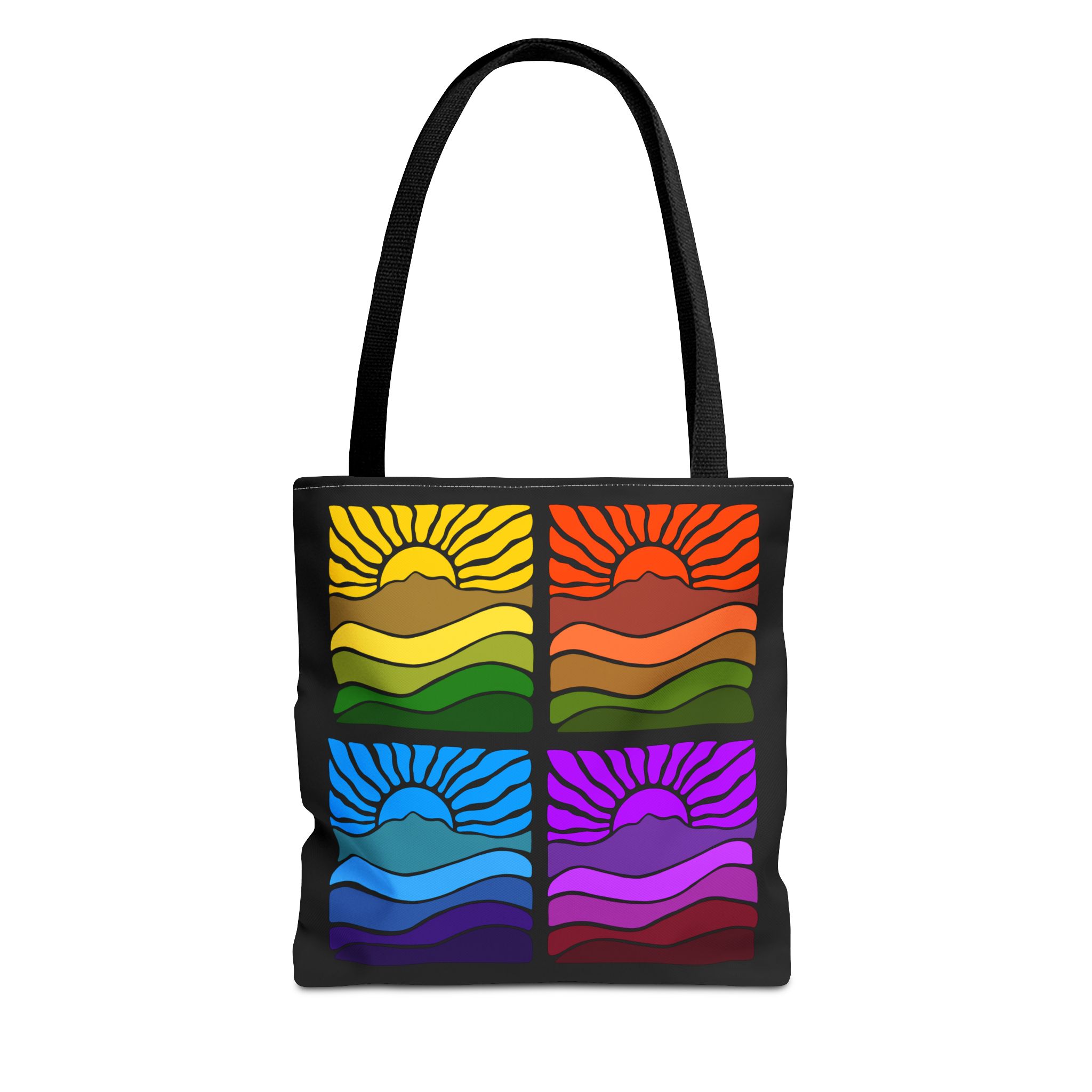 Groovy Retro Mt Tamalpais Sun Landscape Design - Tote Bag | Beach & Travel Essential
