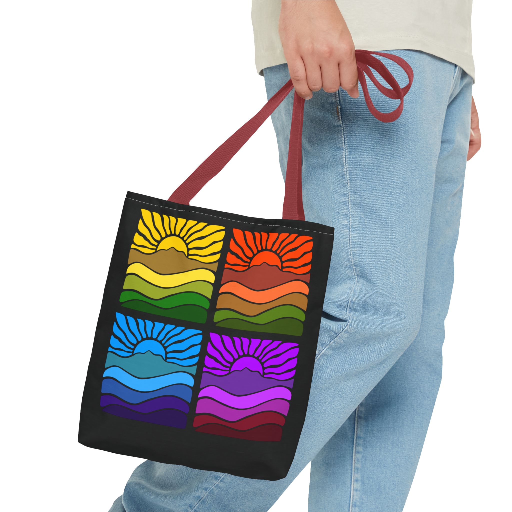 Groovy Retro Mt Tamalpais Sun Landscape Design - Tote Bag | Beach & Travel Essential - Image 7