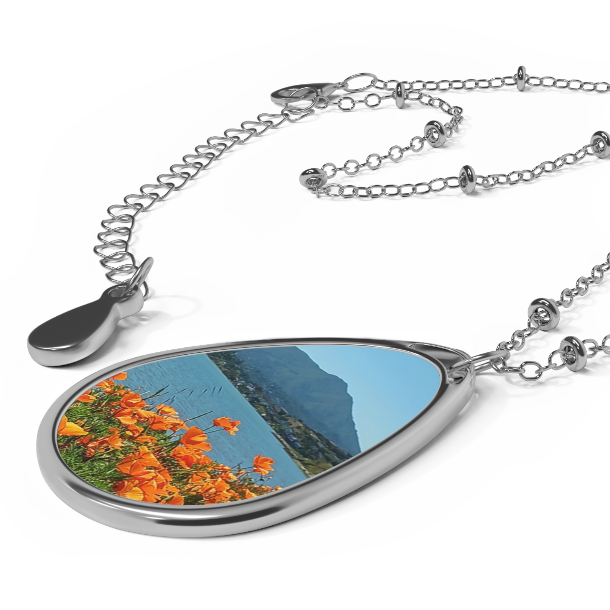 Oval Necklace Mt Tamalpais California Poppies - Image 3