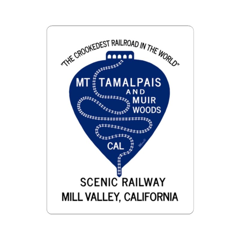 Kiss-Cut Stickers Vintage Crookedest Mt Tamalpais and Muir Woods CA (White background)
