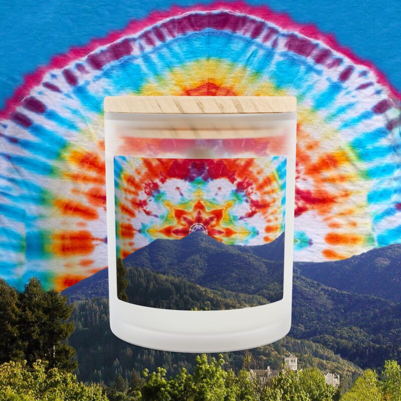 Frosted Glass Soy Candle, 11oz Tie-Dye Mt Tamalpais Sky