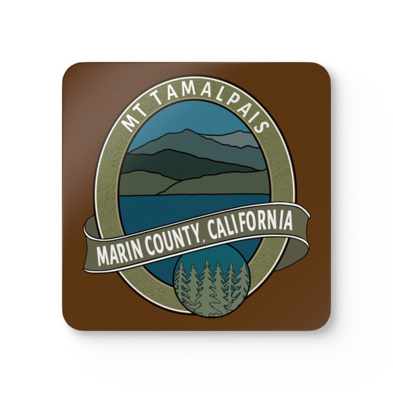 Corkwood Coaster (Set of 4) Oval Mt Tamalpais Marin County California Collector's Design - Made in USA