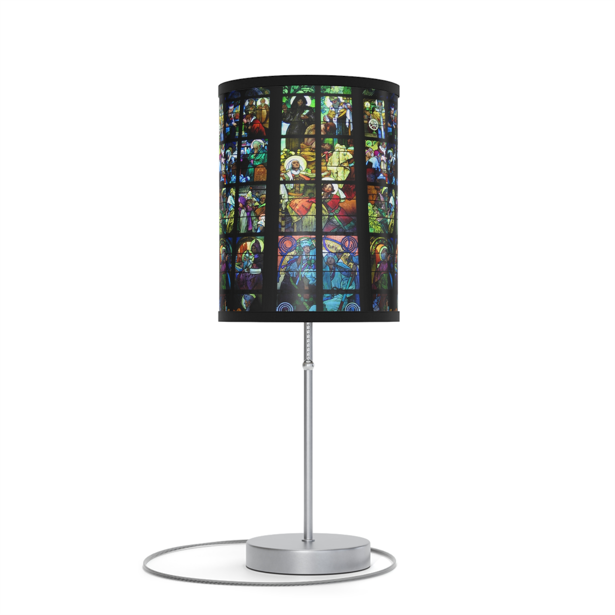 Lamp on a Stand, US|CA plug Vintage Stained Glass Window Alphonse Mucha