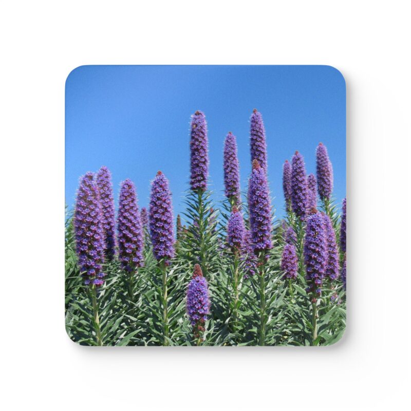 Corkwood Coaster (Set of 4) - Purple Flowers - Made in USA