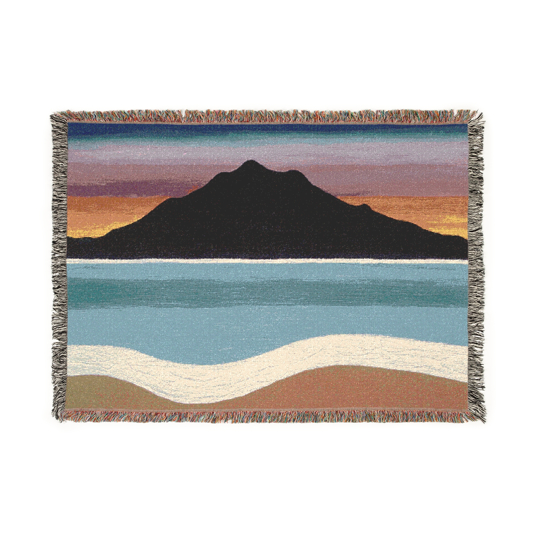 Woven Blanket The Sleeping Lady's Serene Twilight Shoreline Sunset - Mt Tamalpais (Personalizable) - Image 3