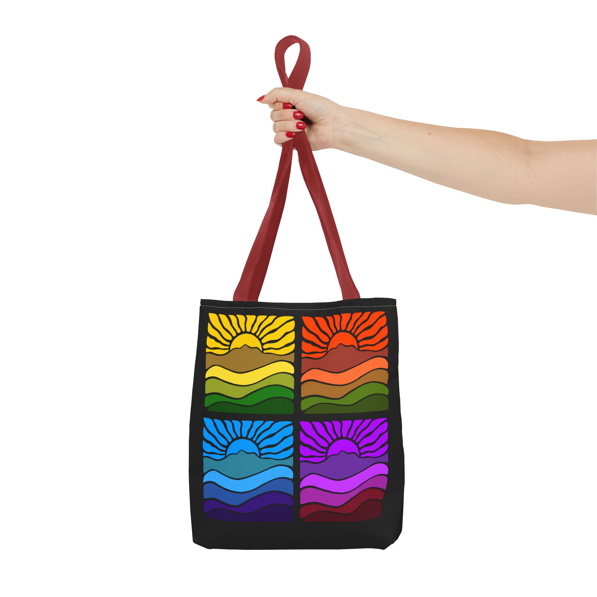 Groovy Retro Mt Tamalpais Sun Landscape Design - Tote Bag | Beach & Travel Essential - Image 8