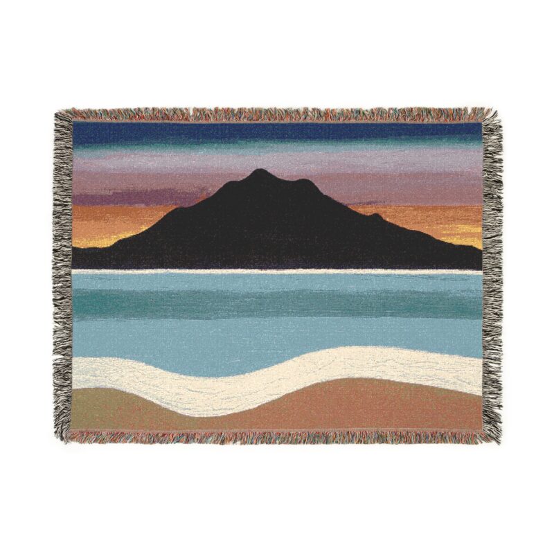 Woven Blanket The Sleeping Lady's Serene Twilight Shoreline Sunset - Mt Tamalpais (Personalizable)
