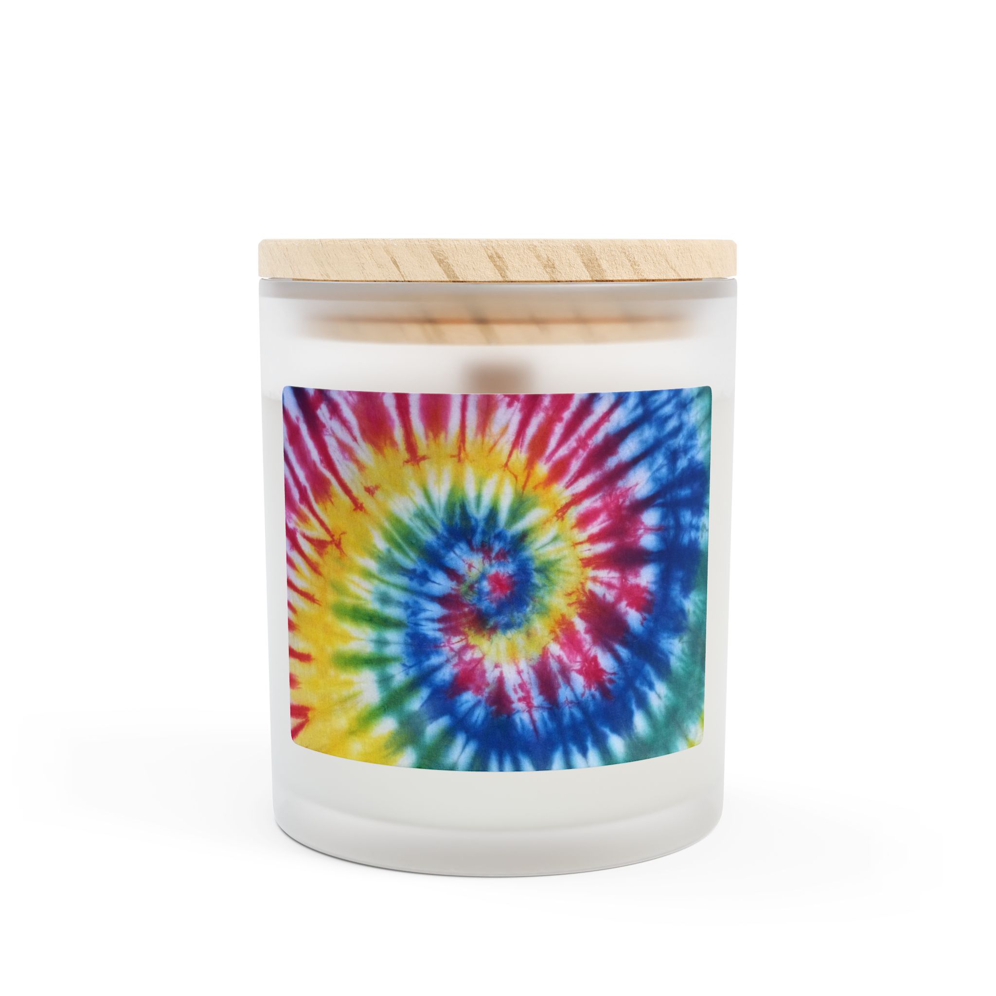 Frosted Glass Candle, 11oz Tie-Dye Design Primary Colors