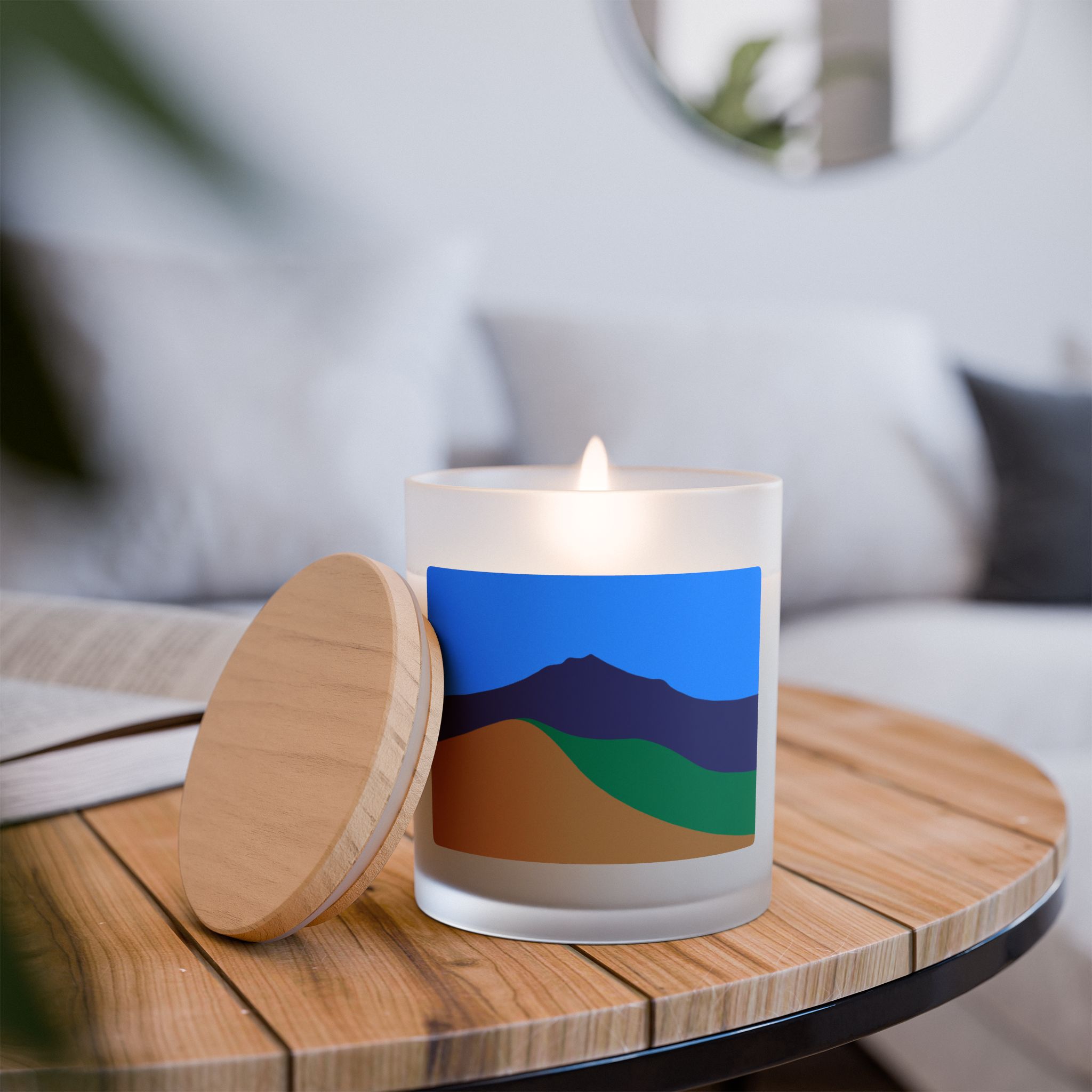 Frosted Glass Soy Candle, 11oz Vivid Colors of Mt Tamalpais (vegan - scented / unscented) - Made in USA - Image 14