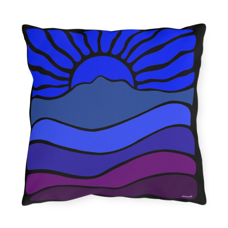 Outdoor Pillow - Groovy Retro Mt Tamalpais Sun - Vibrant Decorative Cushion for Outdoor Living