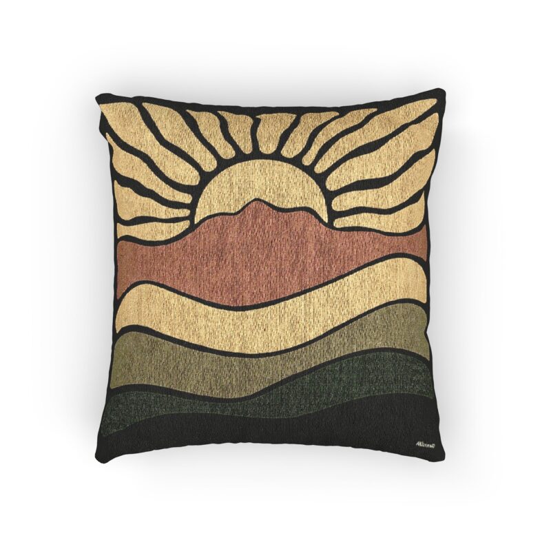 Woven - Groovy Retro Mt Tamalpais Sun Landscape Design - Pillow with Zipper - Sunny Yellow