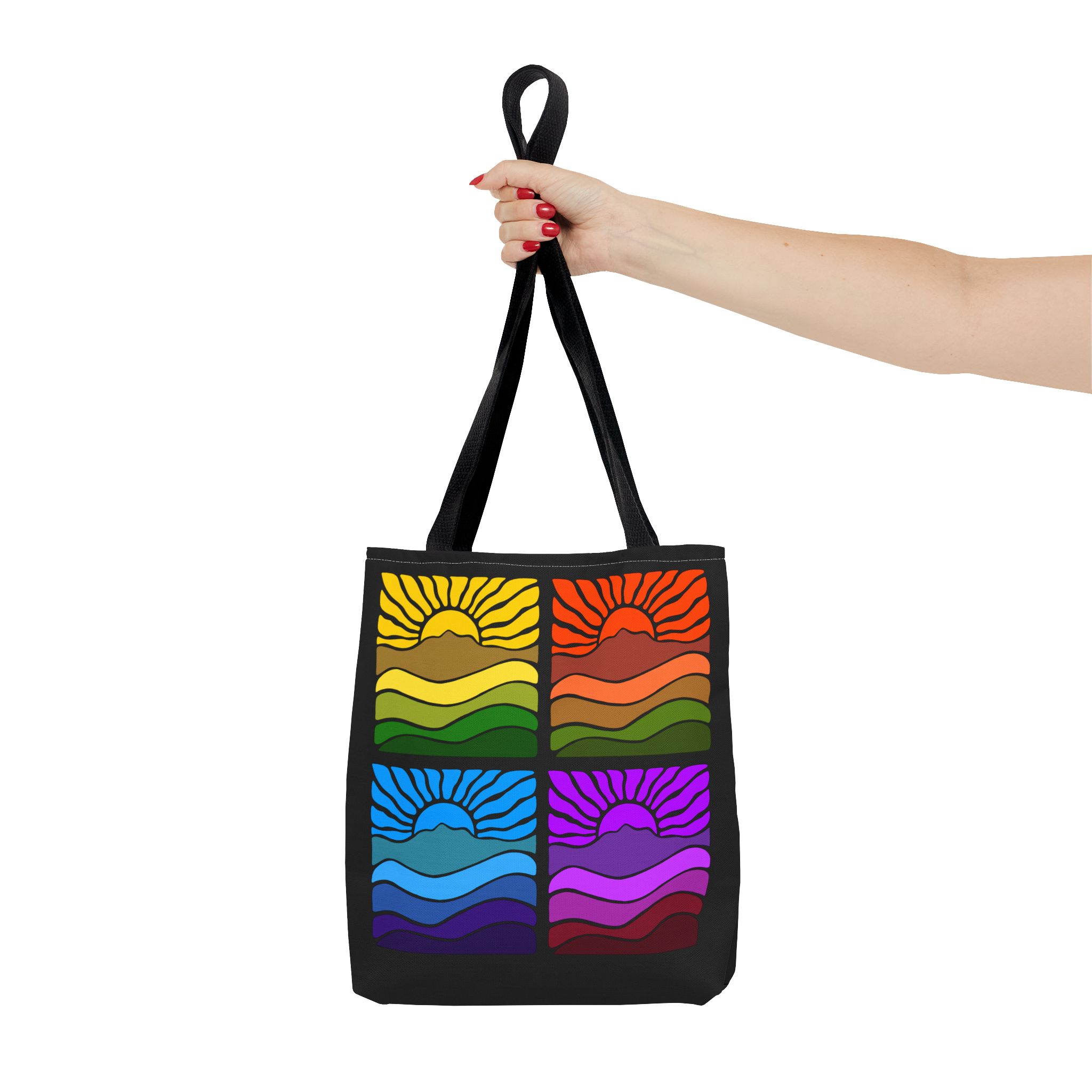 Groovy Retro Mt Tamalpais Sun Landscape Design - Tote Bag | Beach & Travel Essential - Image 4
