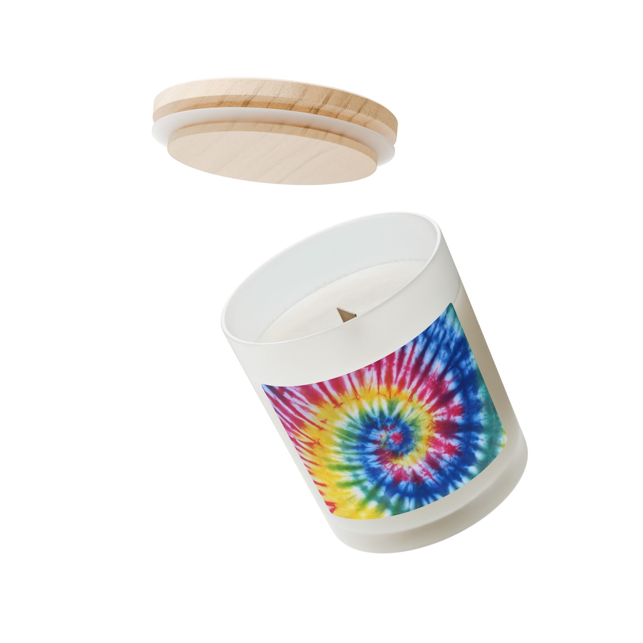 Frosted Glass Candle, 11oz Tie-Dye Design Primary Colors - Image 3