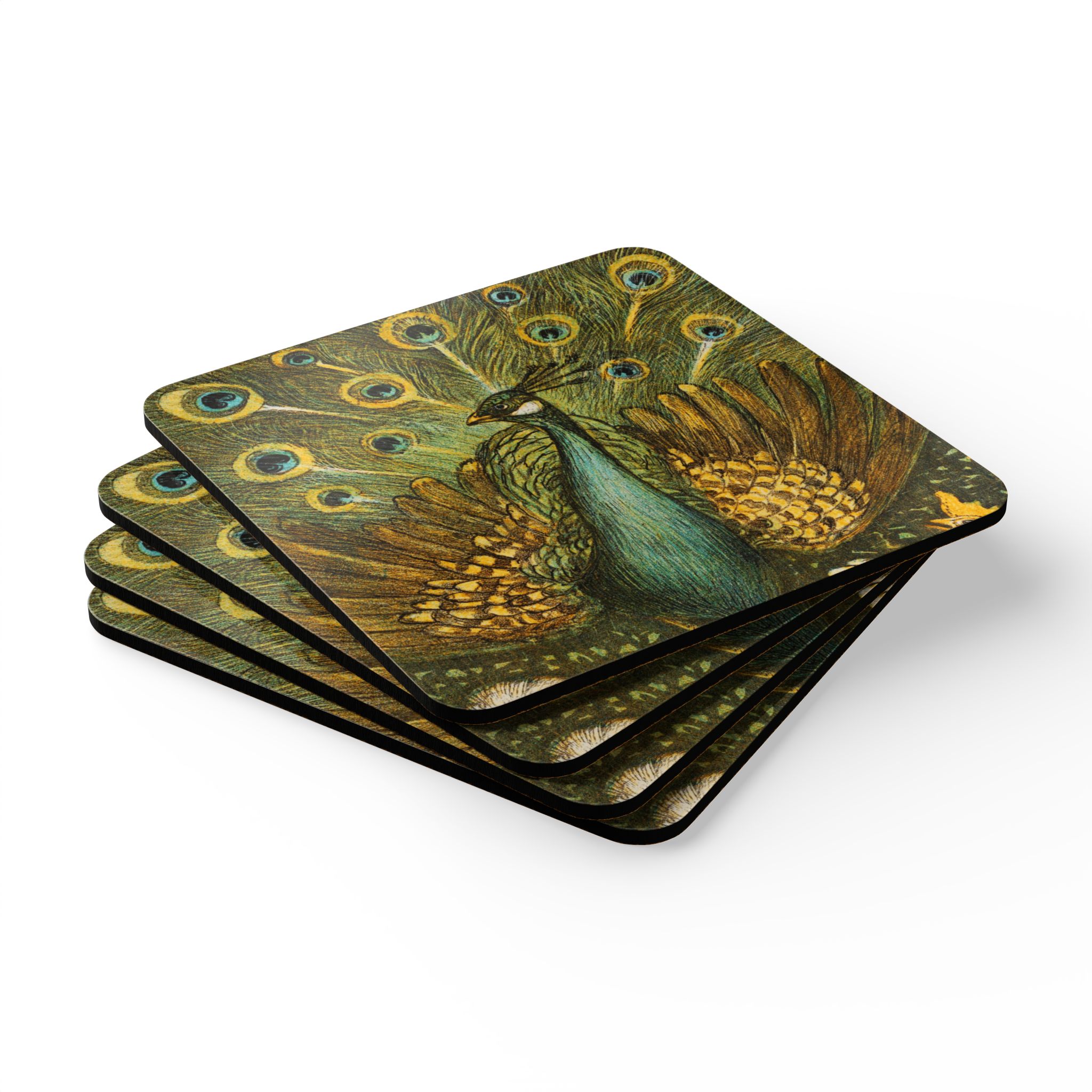 Corkwood Coaster (Set of 4) Vintage Pauw met kippen Theo van Hoytema - Made in USA - Image 3