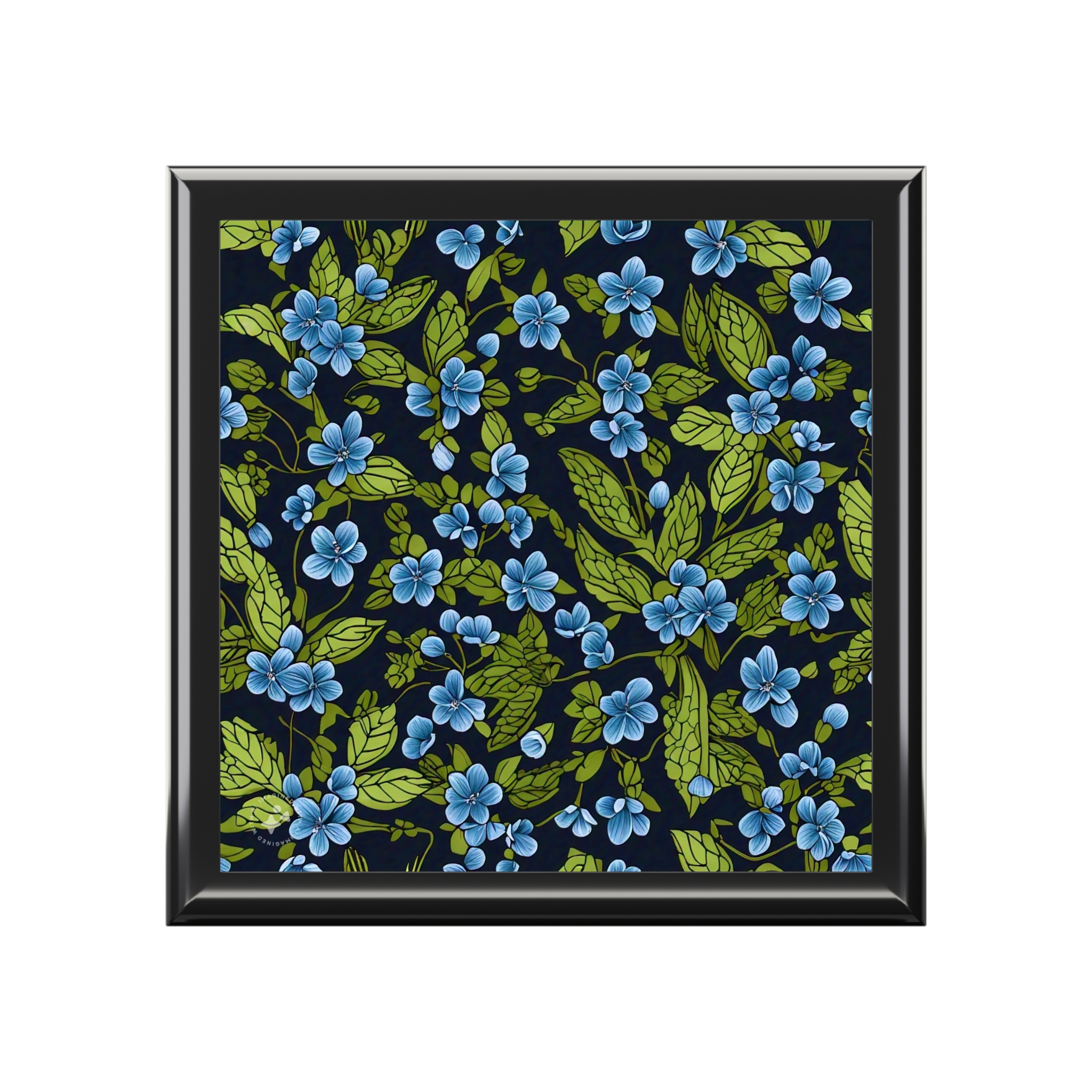 Forget-me-Not Jewelry Box with decorated glossy sublimation ceramic tile fitted lid