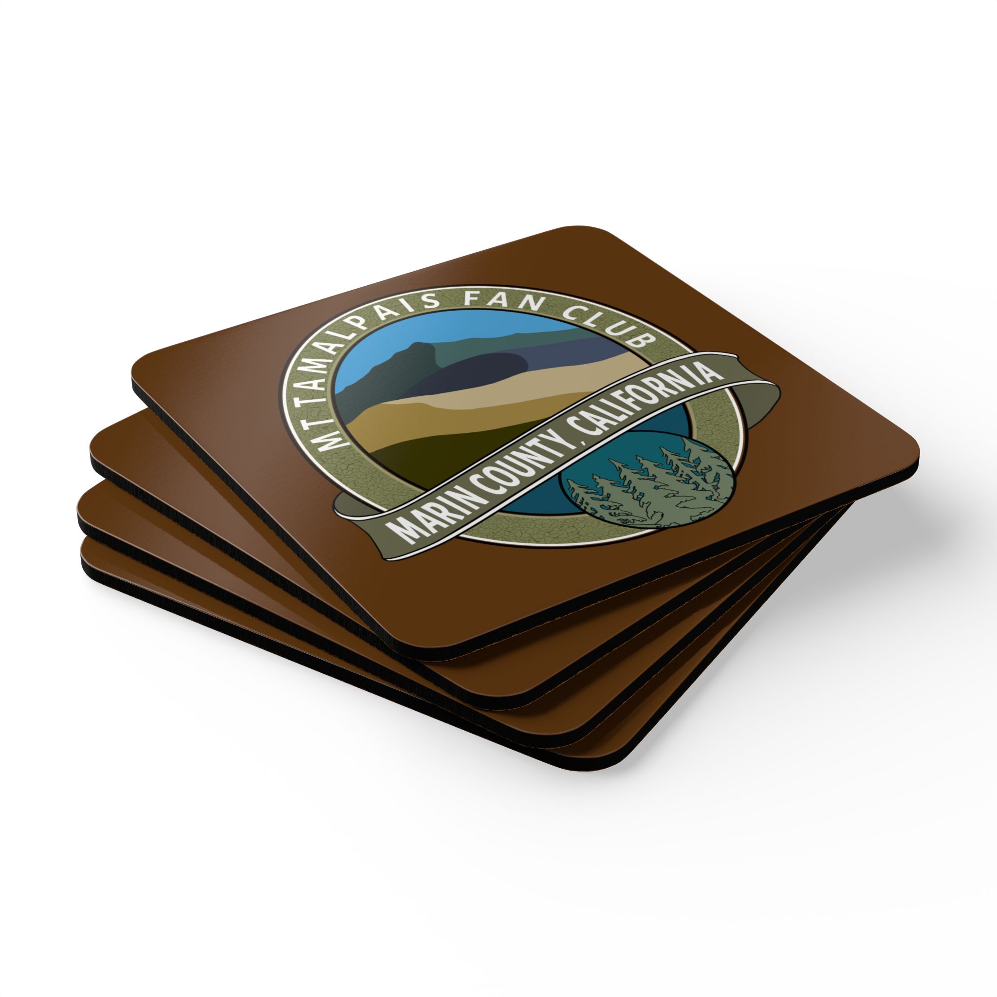 Corkwood Coaster (Set of 4) Oval Mt Tamalpais Fan Club Marin County California Collector's Design - Made in USA - Image 3