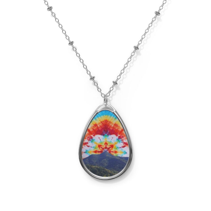 Oval Necklace Tie-Dye Mt Tamalpais Sky Design - Made in USA