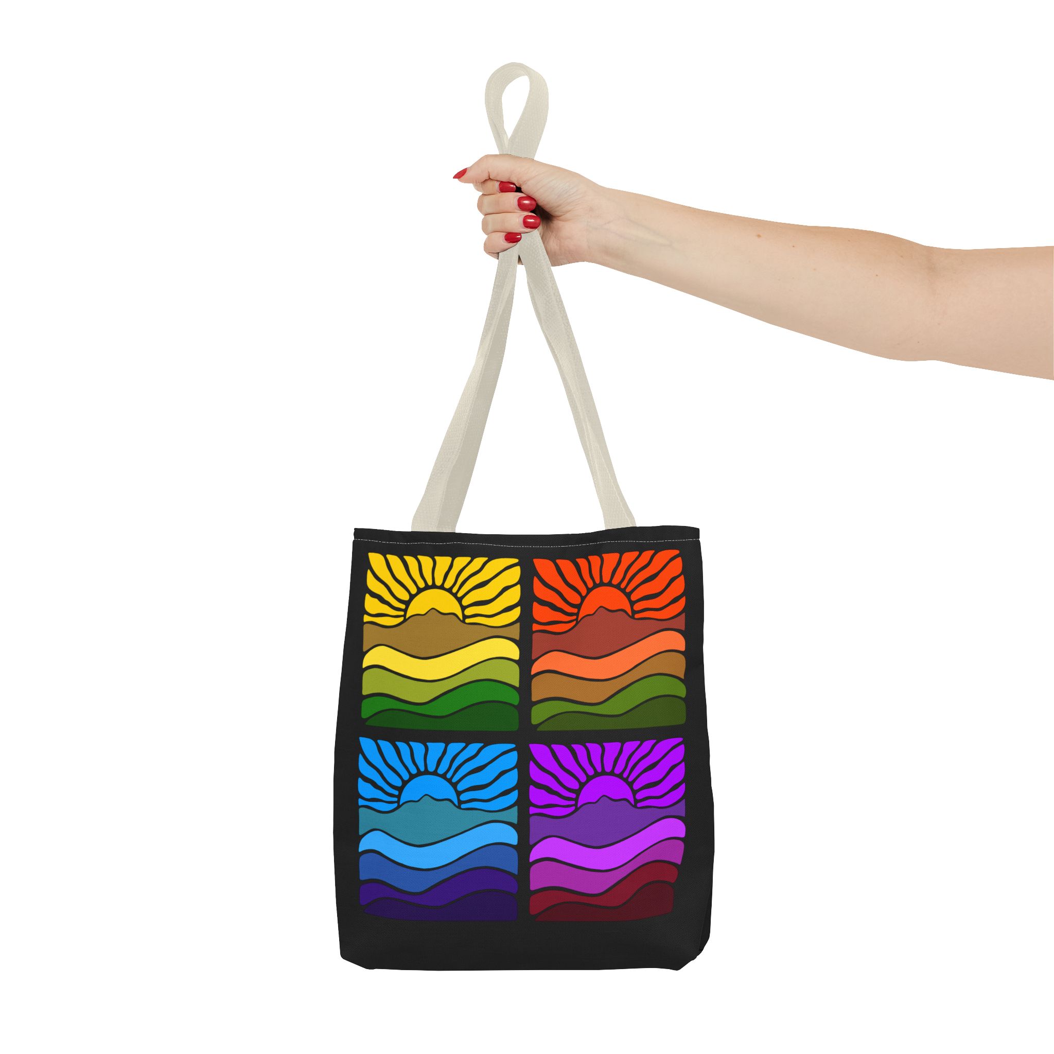 Groovy Retro Mt Tamalpais Sun Landscape Design - Tote Bag | Beach & Travel Essential - Image 16