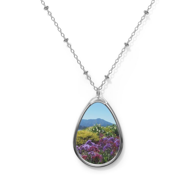 Oval Necklace Mt Tamalpais Purple Flowers