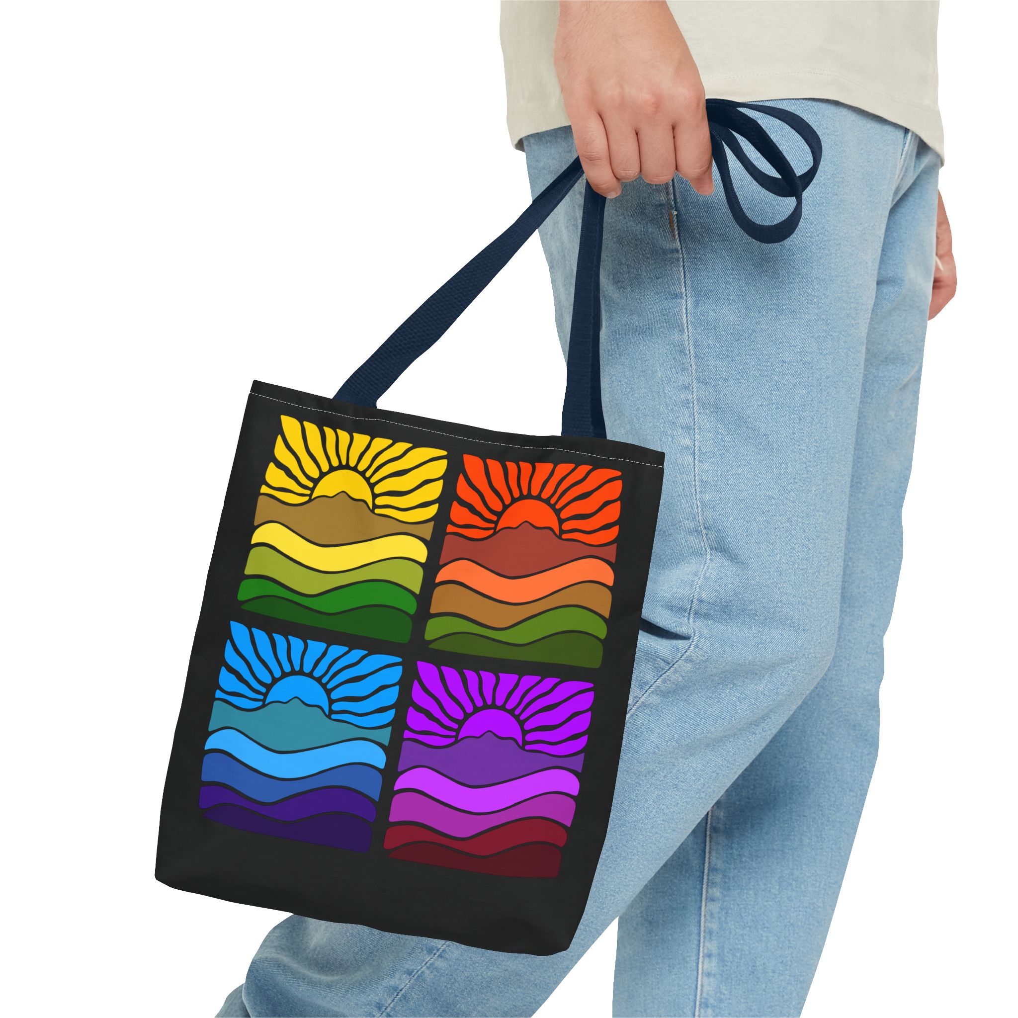Groovy Retro Mt Tamalpais Sun Landscape Design - Tote Bag | Beach & Travel Essential - Image 19