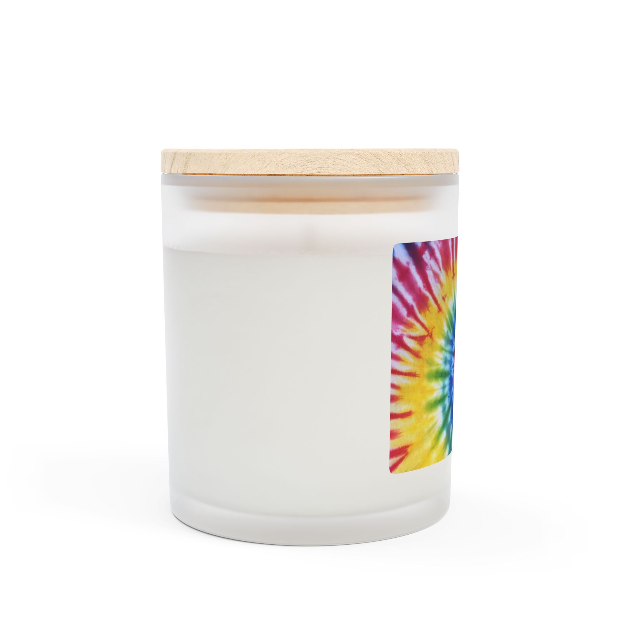 Frosted Glass Candle, 11oz Tie-Dye Design Primary Colors - Image 6