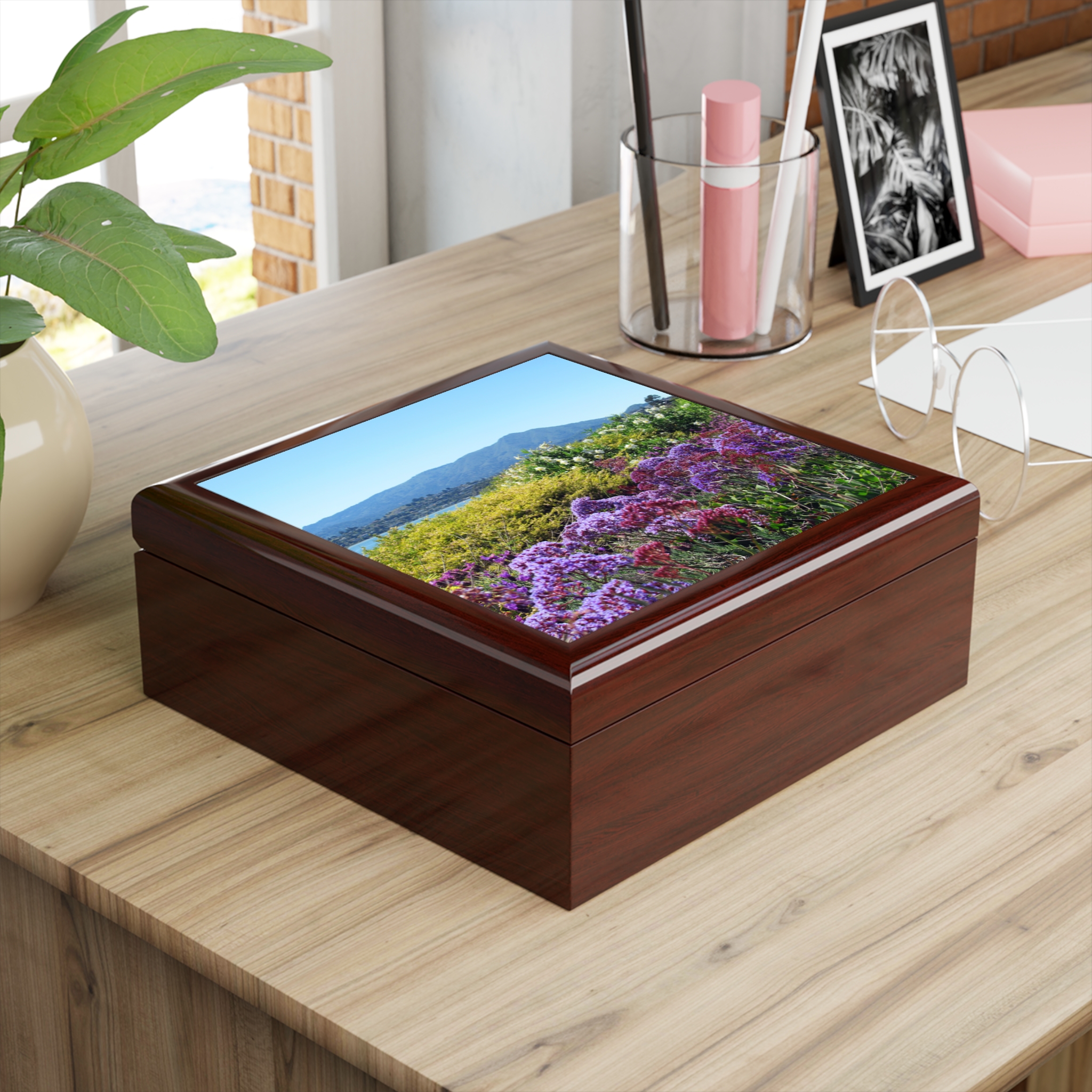 Jewelry Box - Mt Tamalpais Purple Flowers - Select from 3 wood colors - Made in the USA - Image 8