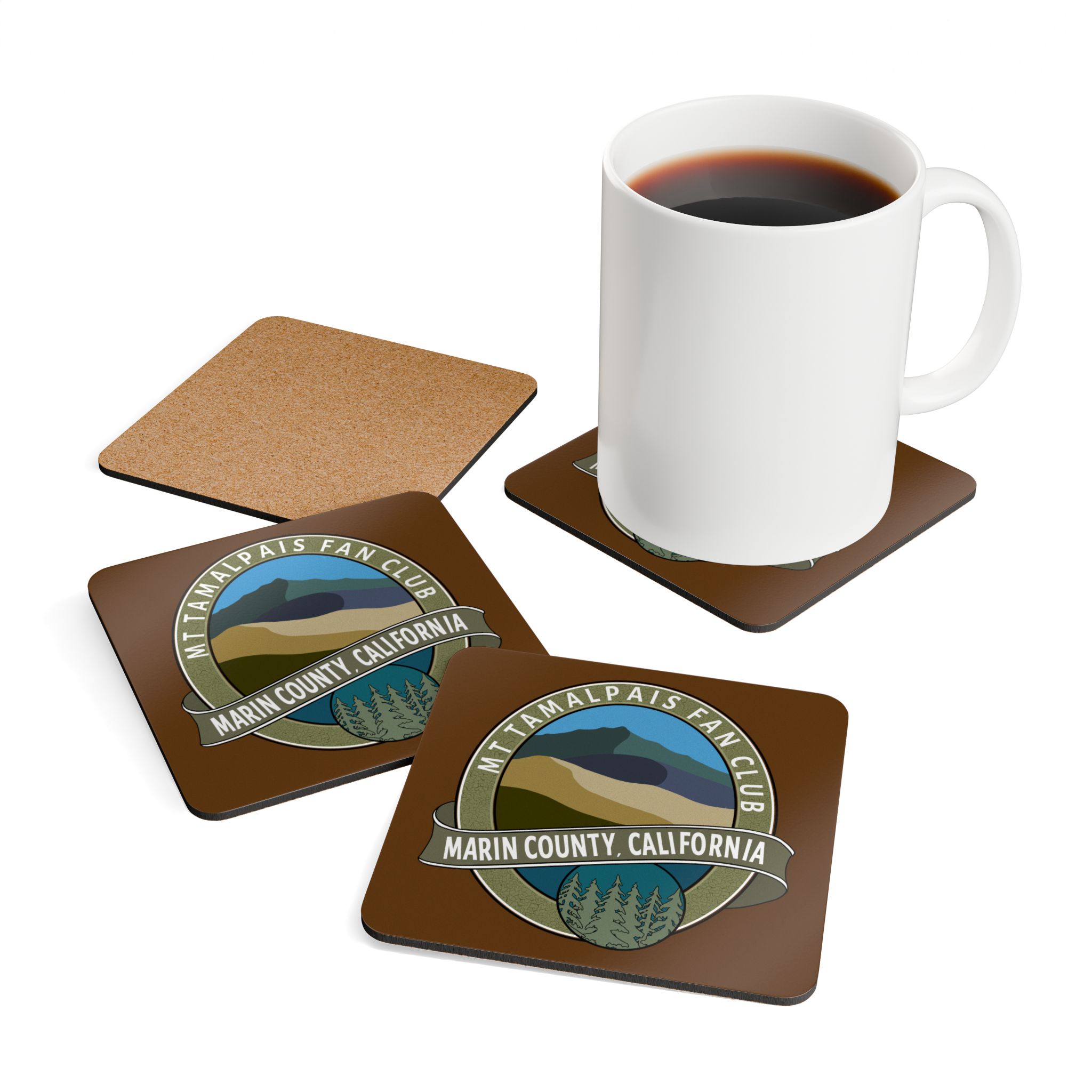 Corkwood Coaster (Set of 4) Oval Mt Tamalpais Fan Club Marin County California Collector's Design - Made in USA - Image 4
