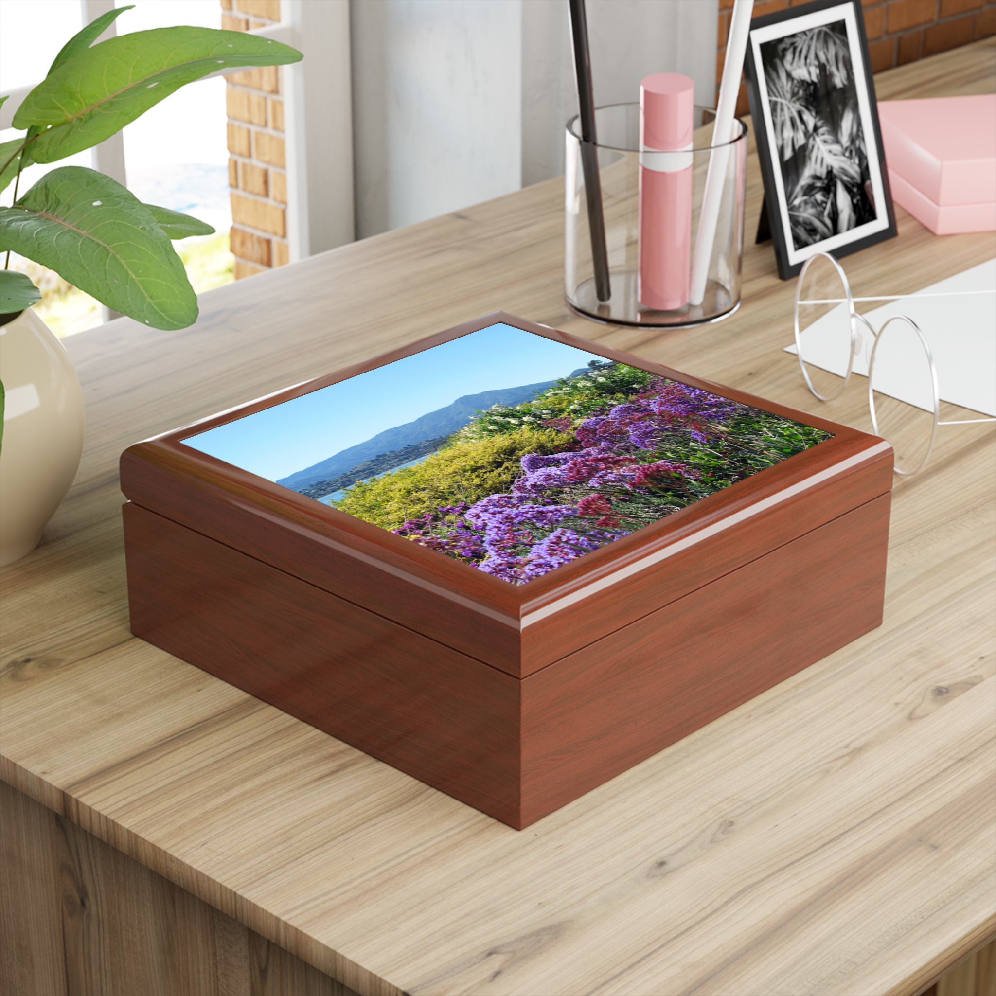 Jewelry Box - Mt Tamalpais Purple Flowers - Select from 3 wood colors - Made in the USA - Image 5