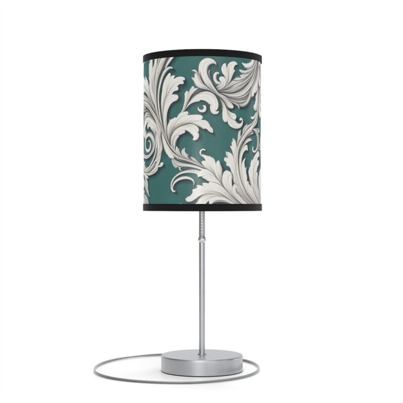 Lamp on a Stand, US|CA plug Damask Aqua Black & White