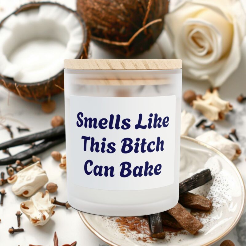 Frosted Glass Candle, 11oz Smells Like This Bitch Can Bake Design