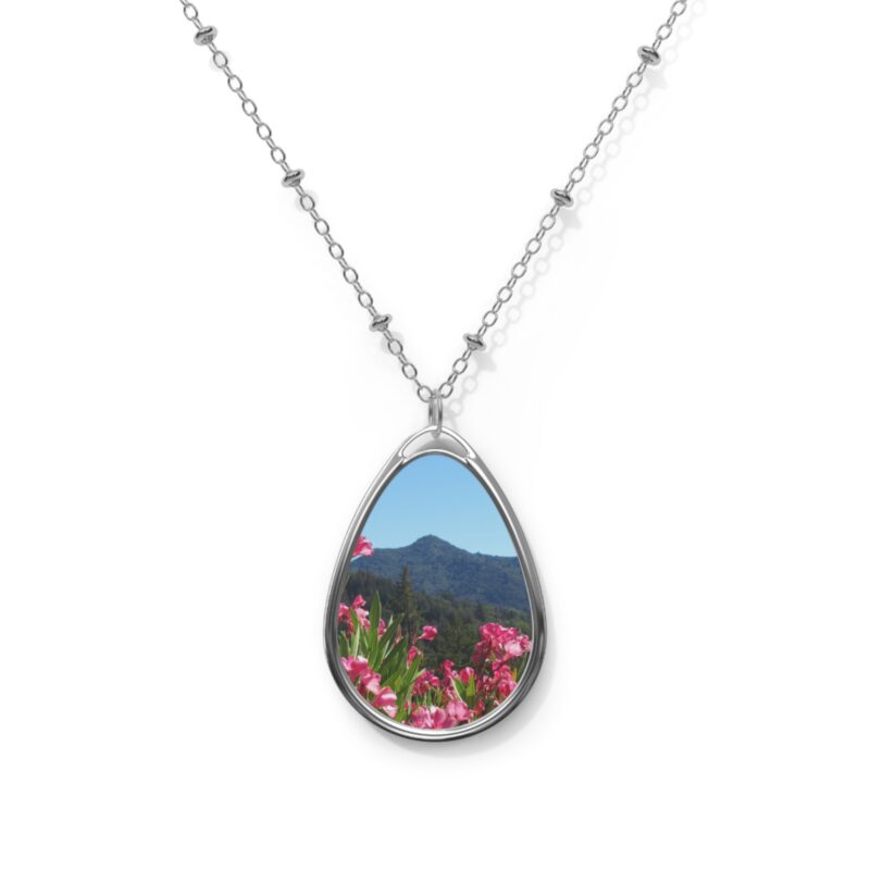 Oval Necklace Mt Tamalpais Pink Flowers