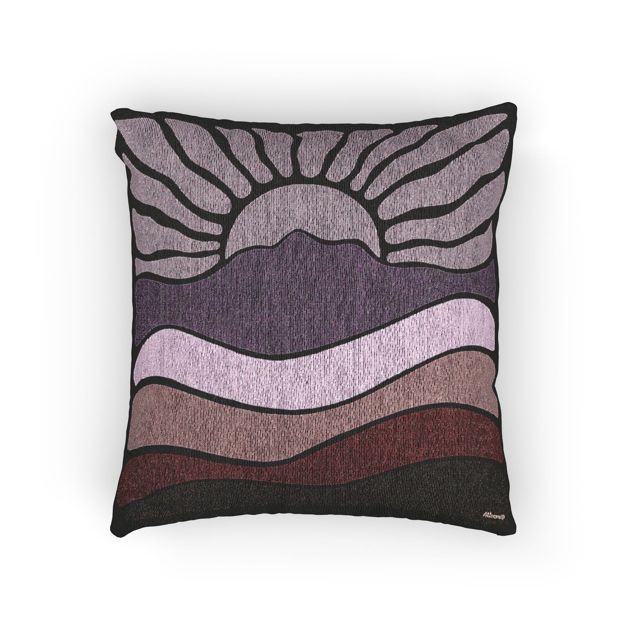 Woven - Groovy Retro Mt Tamalpais Sun Landscape Design - Pillow with Zipper - Misty Pink