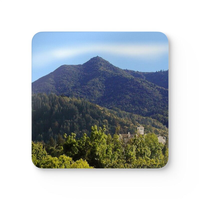 Corkwood Coaster (set of 4) Mt Tamalpais San Anselmo Church Tower - Made in USA