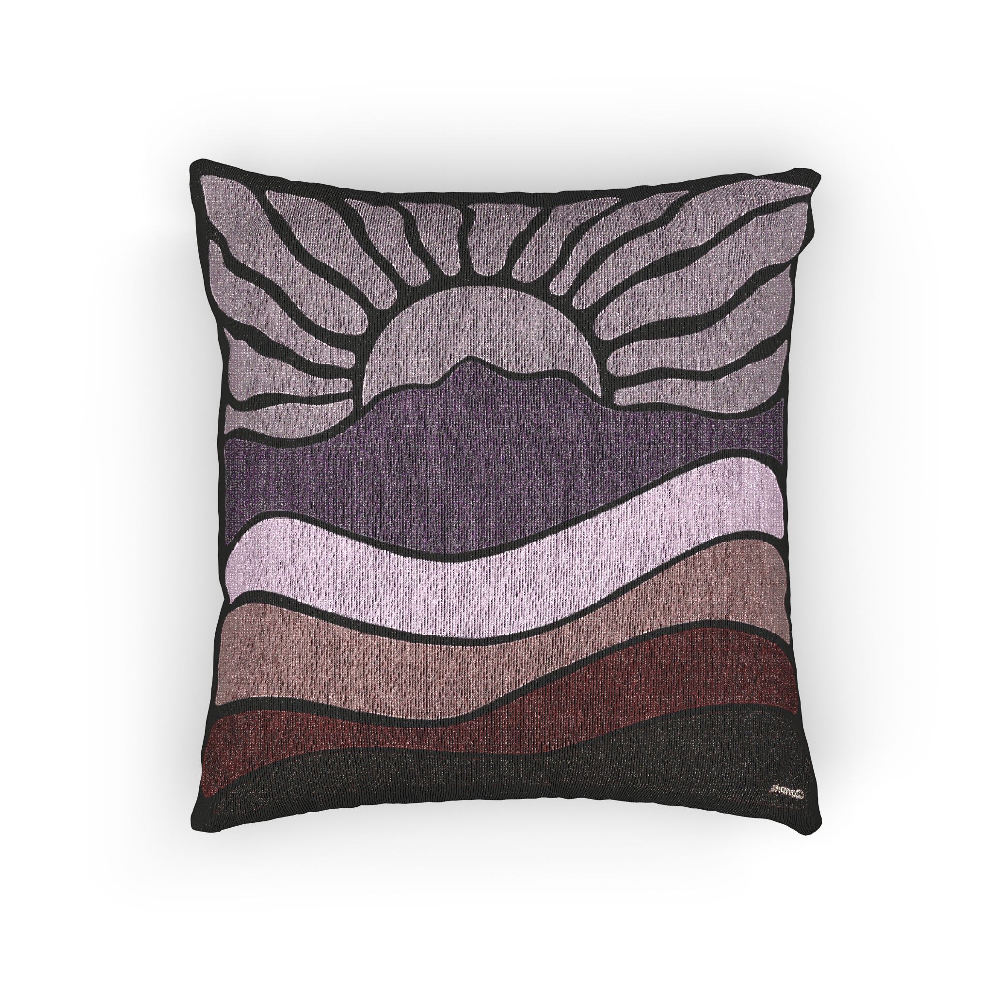 Woven - Groovy Retro Mt Tamalpais Sun Landscape Design - Pillow with Zipper - Misty Pink - Image 2