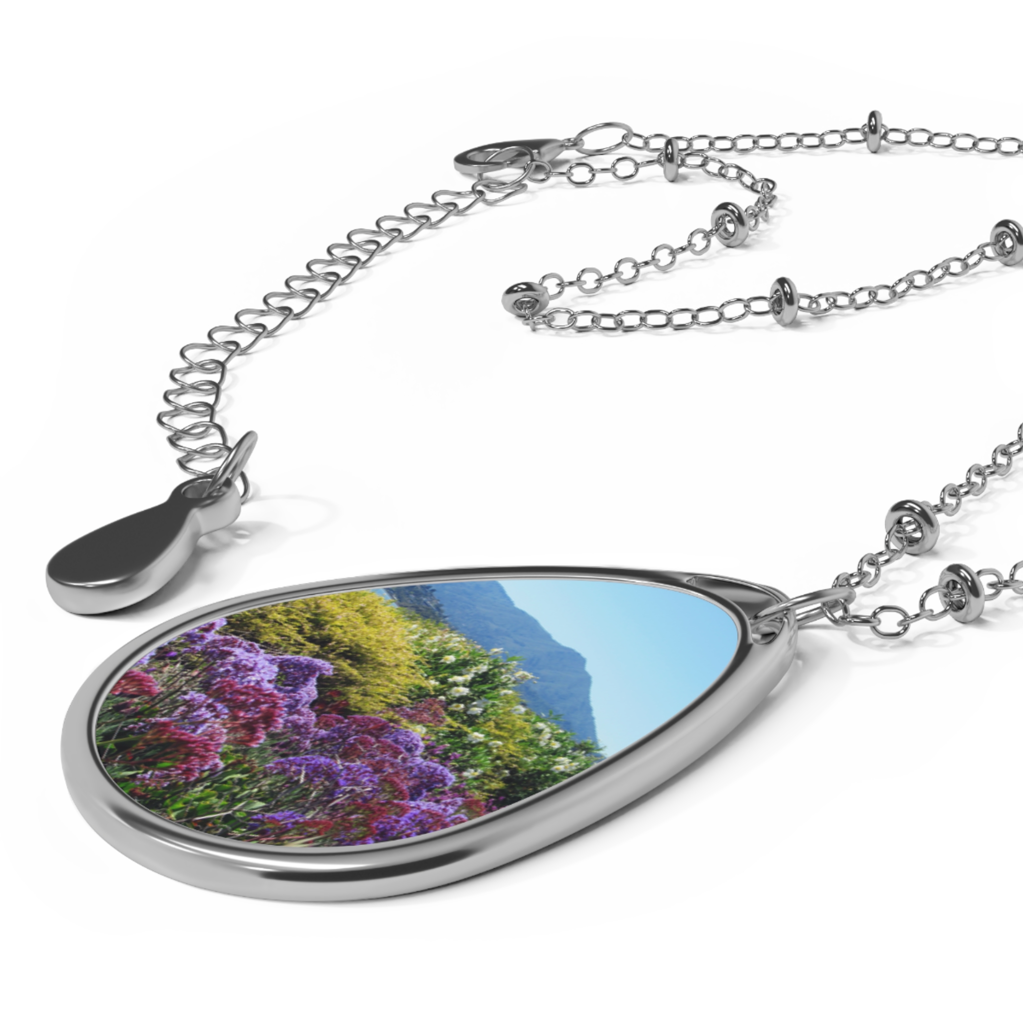 Oval Necklace Mt Tamalpais Purple Flowers - Image 3