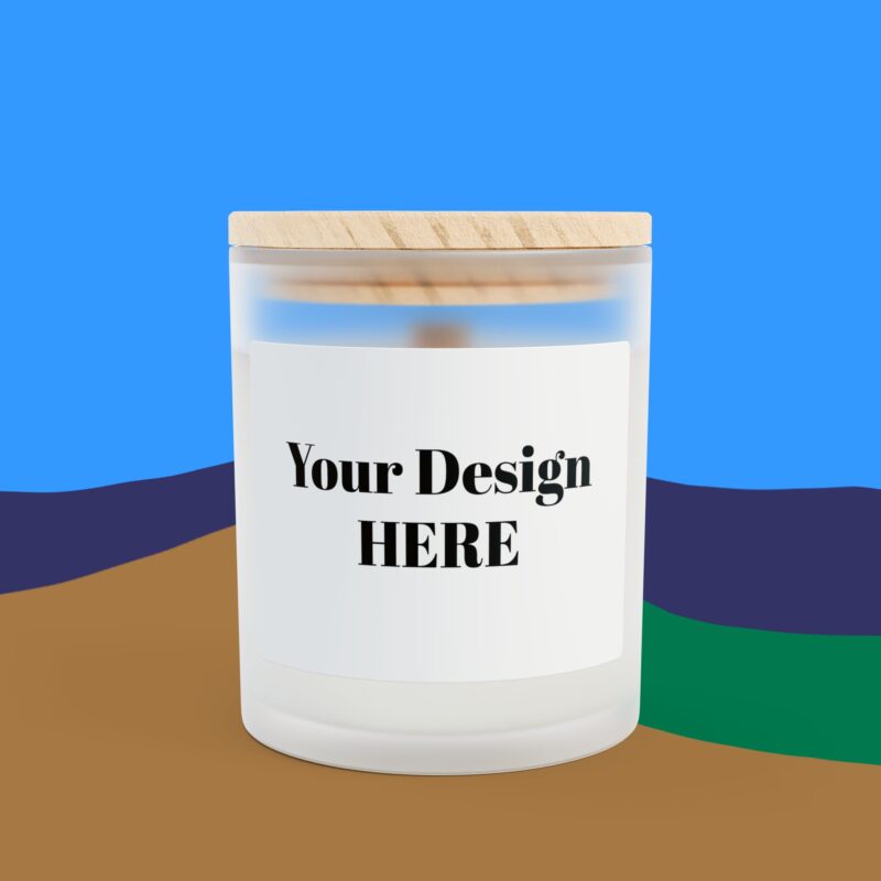 Personalizable Frosted Glass Soy Candle, 11oz Maple Lid - Aromatherapy Spa Candle, Home