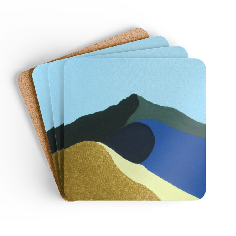 Corkwood Coaster (Set of 4) colors of Mt Tamalpais Painting (print) - Made in USA