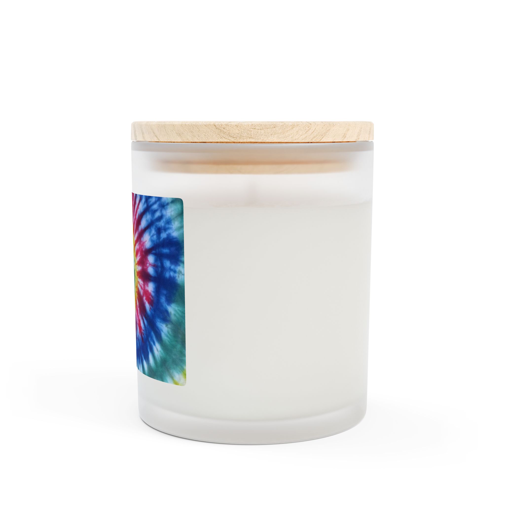 Frosted Glass Candle, 11oz Tie-Dye Design Primary Colors - Image 7